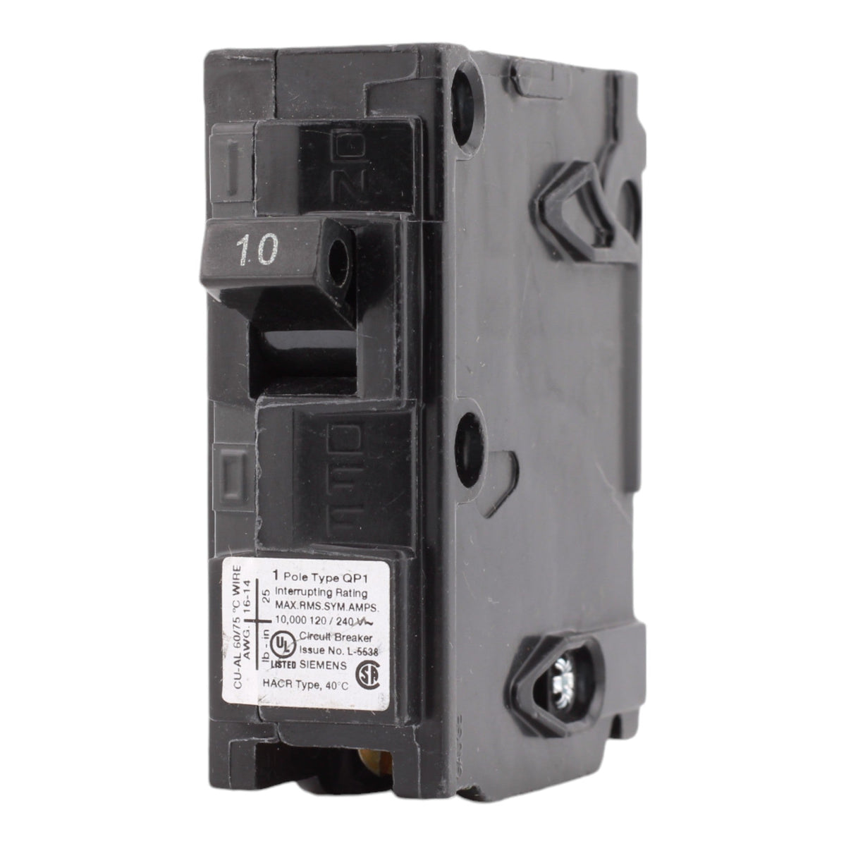 Siemens Q110 10 Amp Single Pole 120V Plug-In Standard Trip Circuit Breaker UL - Image 3