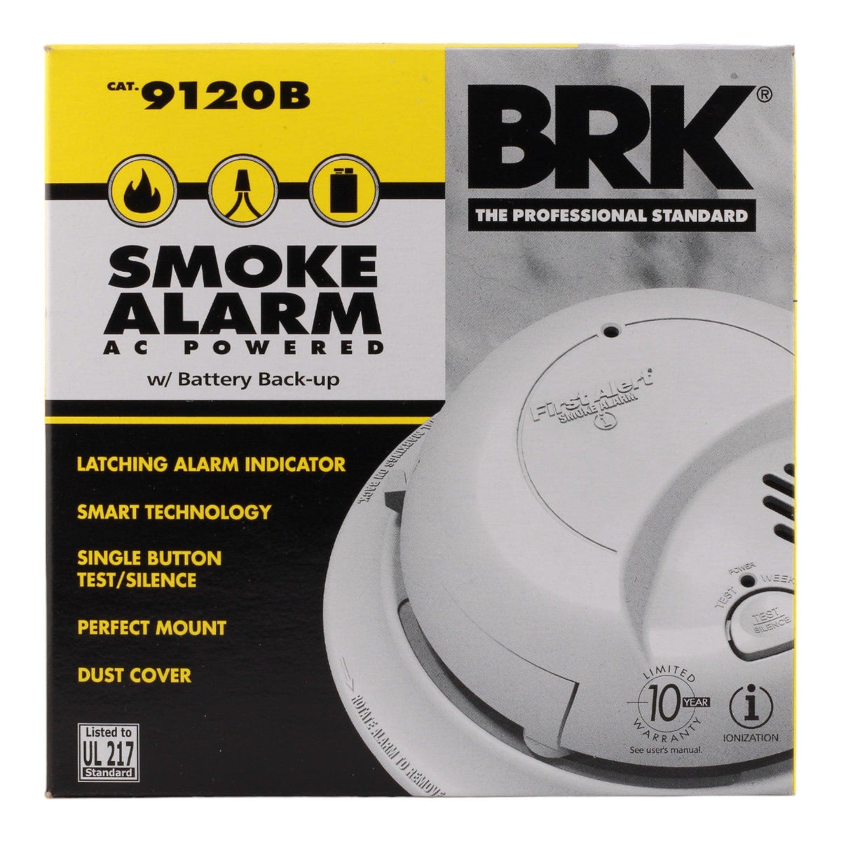 BRK 9120B Hardwired 120V Ionization Smoke Alarm with 9V Battery