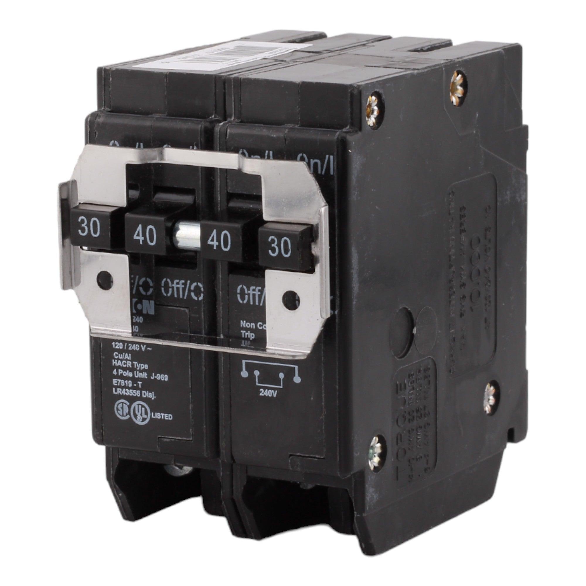 Eaton BQ230240, 30A/40A, 120/240V, 4-Pole, 10kA, Thermal Magnetic Circuit Breaker, Plug-On, for Type BR Load Centers - Image 3