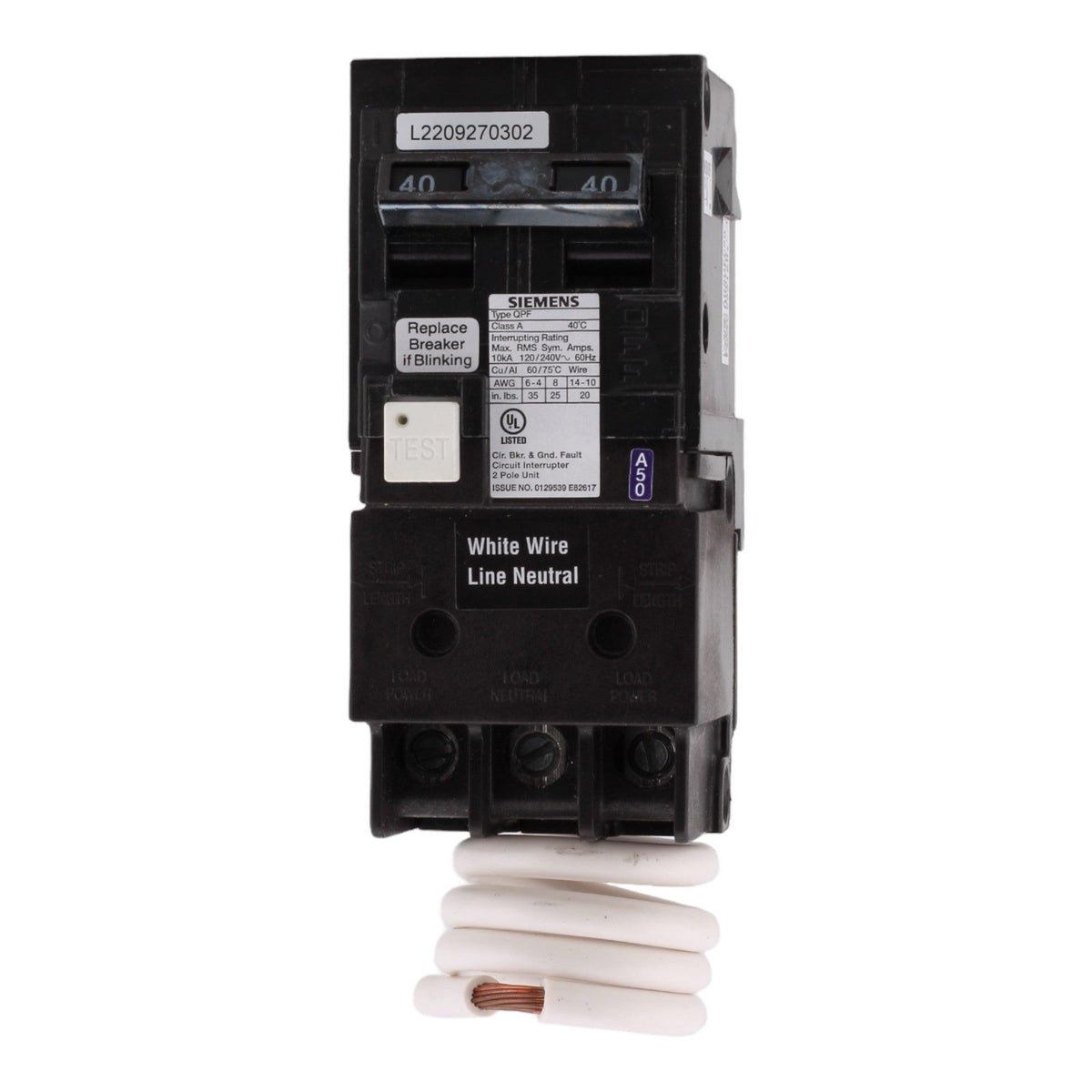 Siemens QF240A 40 Amp Double Pole 240V Pigtail-Neutral GFCI Ground Fault Circuit Breaker UL - Image 2