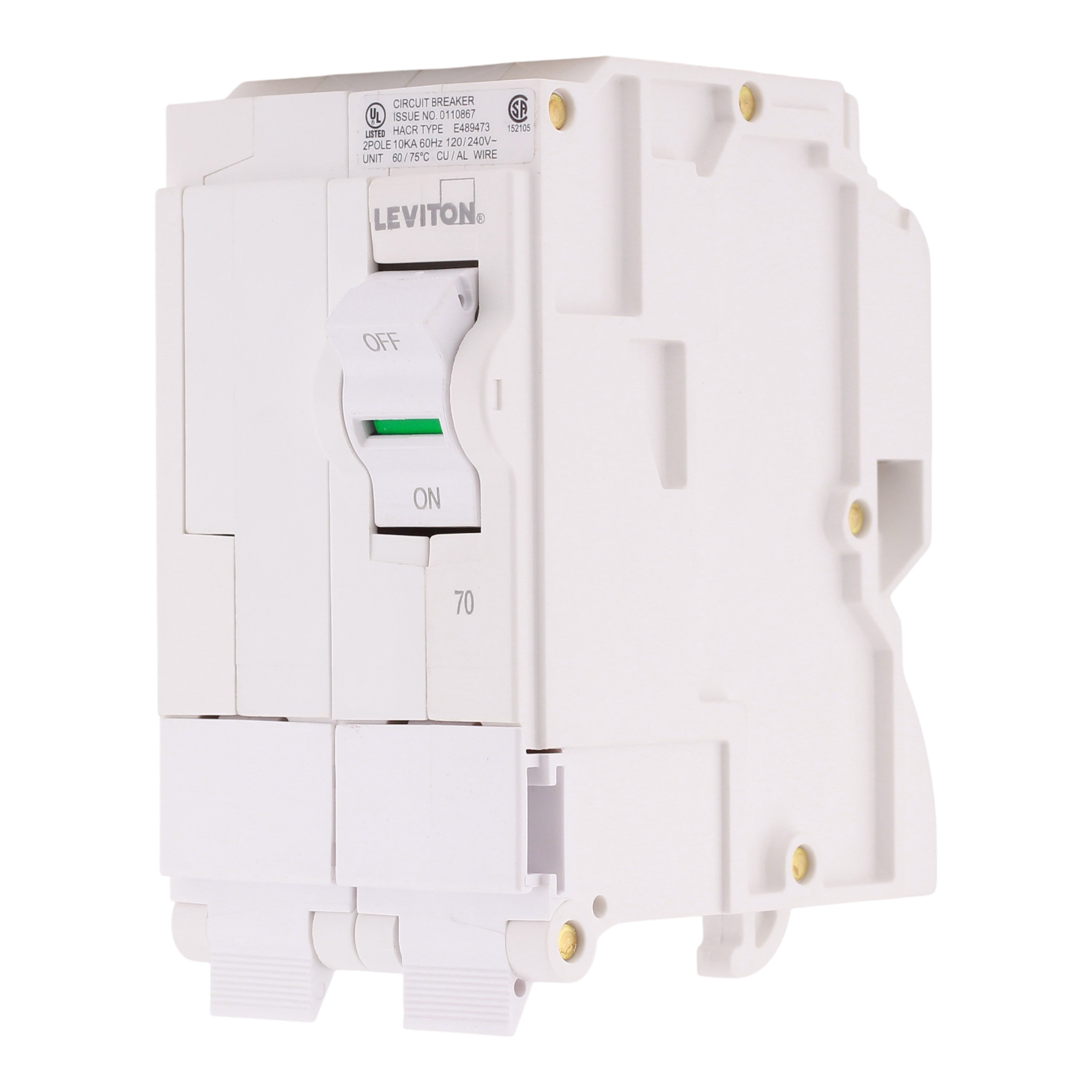 Leviton LB270 70A 2P 120/240V Hydraulic Magnetic Standard Circuit Breaker - Image 2