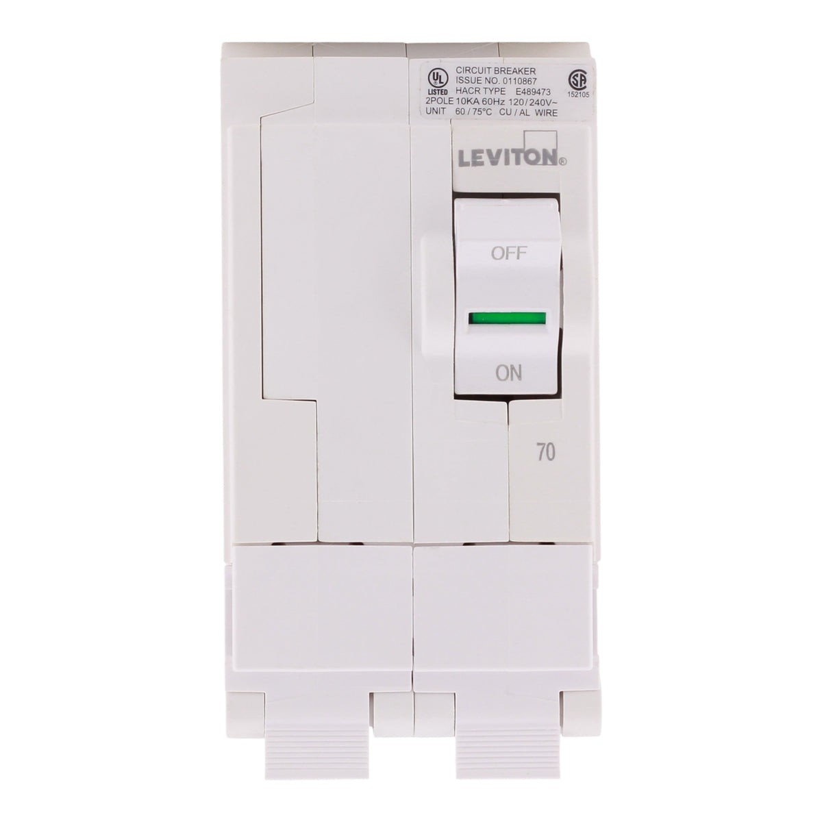 Leviton LB270 70A 2P 120/240V Hydraulic Magnetic Standard Circuit Breaker - Image 4
