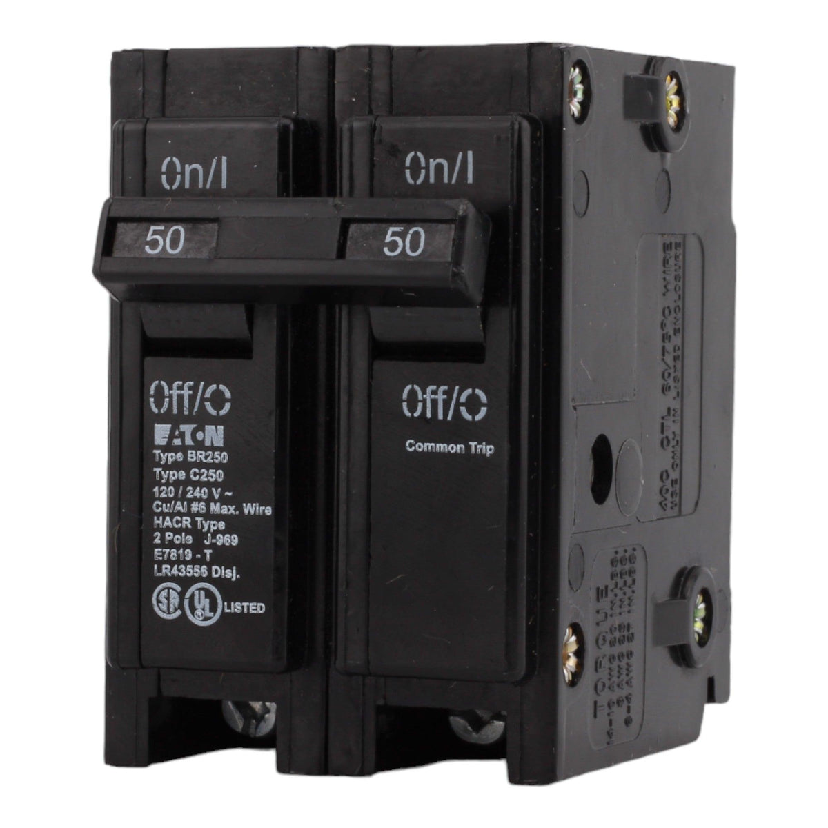 Eaton BR250 50 Amp Double Pole 240V Plug-In Standard Trip Circuit Breaker UL - Image 3