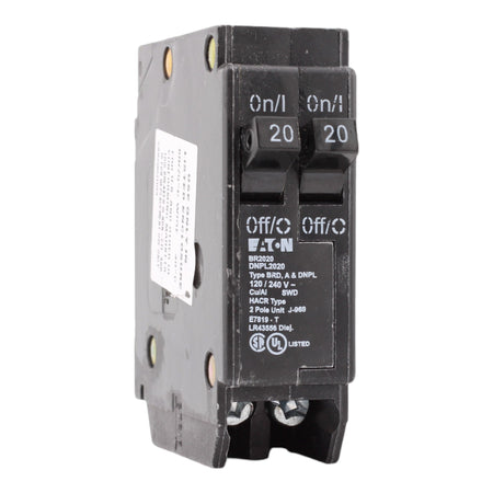 Eaton BR, BR2020, 20A/20A, 1P, 120V, Tandem, Circuit Breaker
