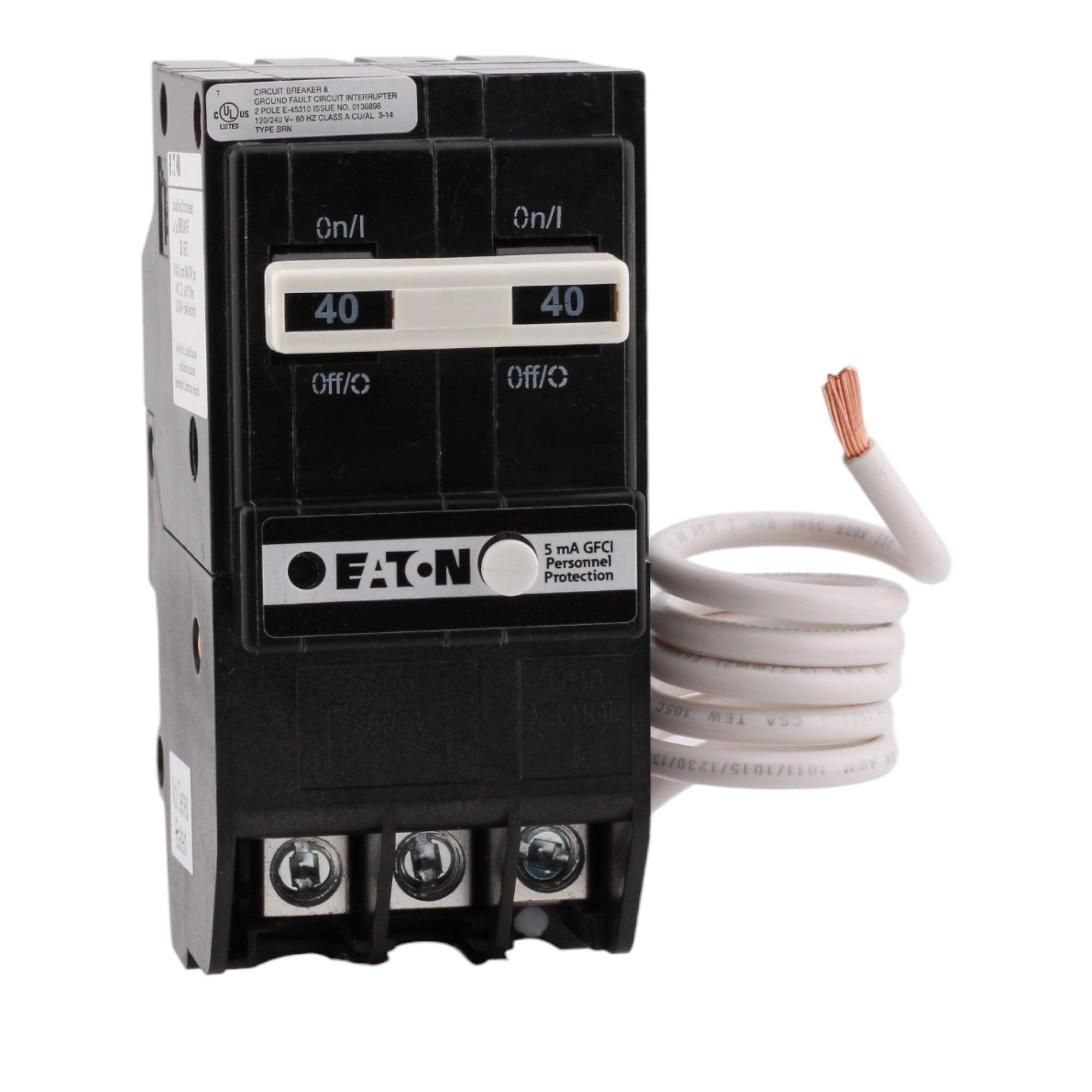 Eaton BRN240GF 40 Amp Double Pole 240V Pigtail-Neutral GFCI Ground Fault Circuit Breaker UL - Image 3