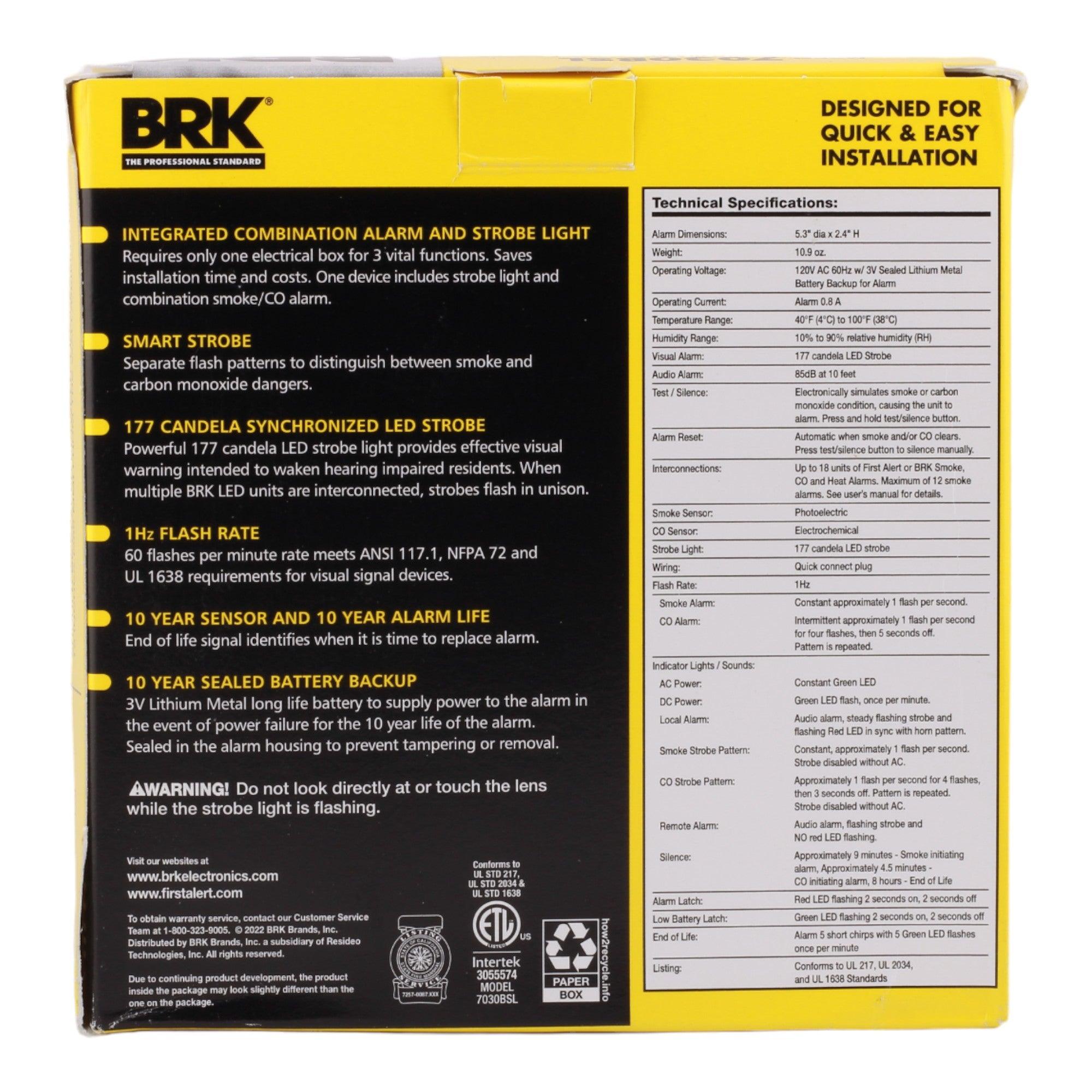 BRK 7030BSL Smoke and Carbon Monoxide Alarm with LED Strobe Light and 10-Year Battery Backup - Image 2