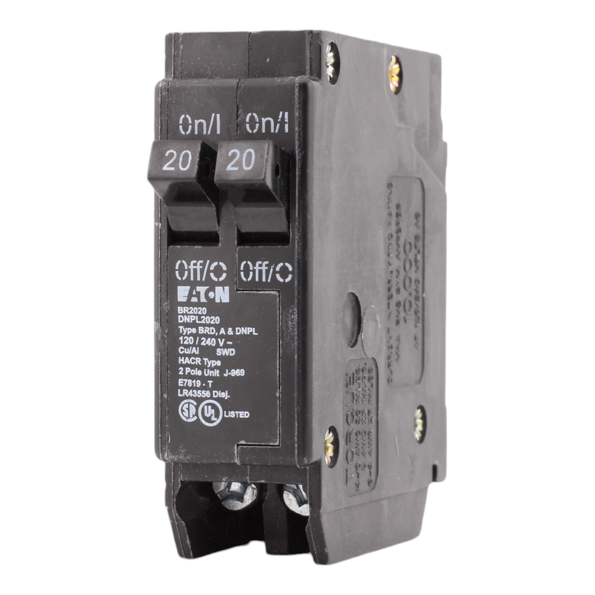 Eaton BR, BR2020, 20A/20A, 1P, 120V, Tandem, Circuit Breaker - Image 3