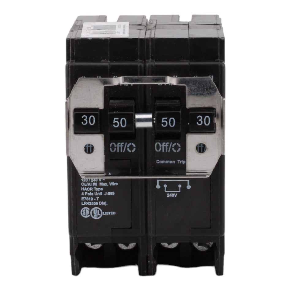 Eaton BQC230250 30/50 Amp Quad Circuit Breaker - Standard Trip, 120/240V, Plug-On, UL Listed - Image 2