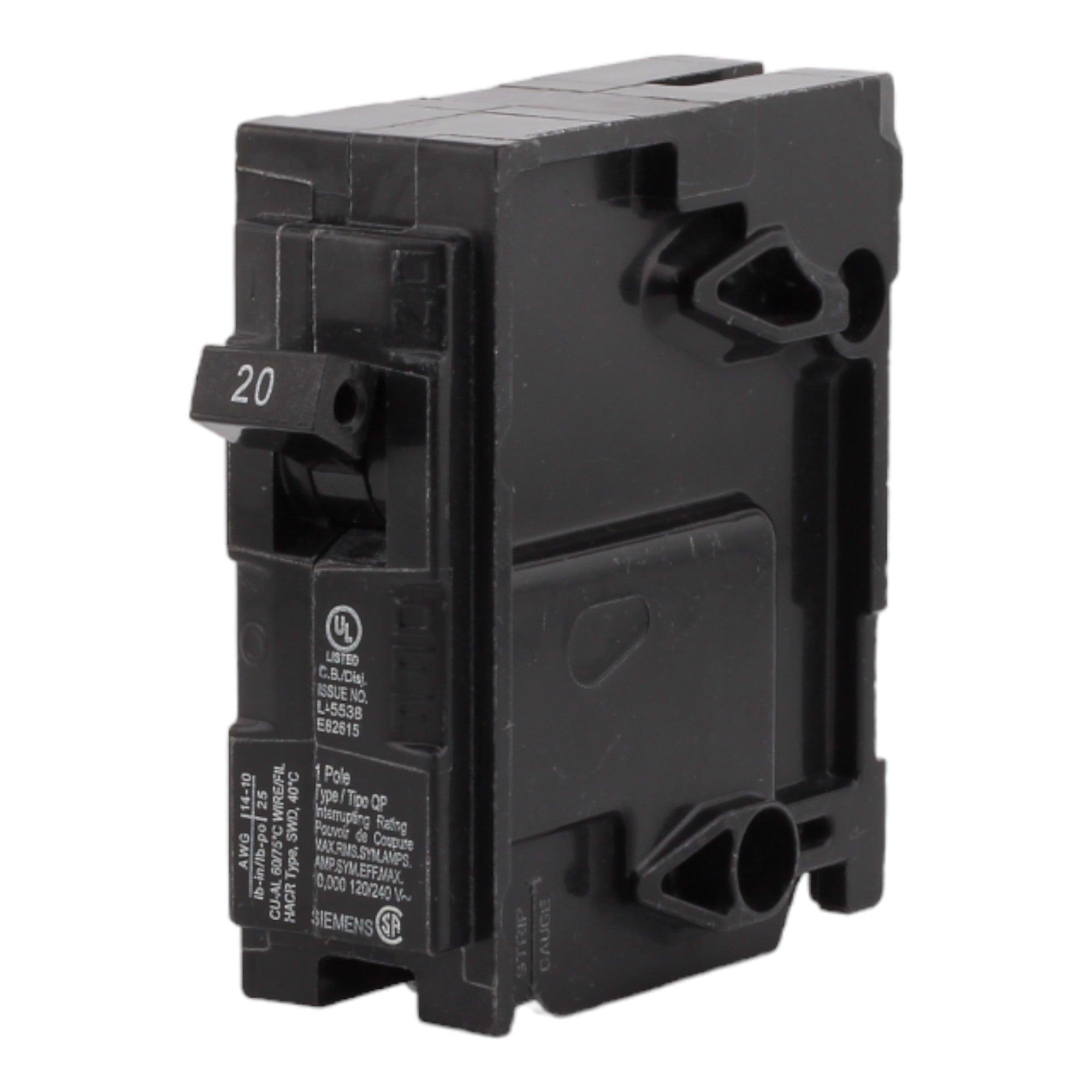 Siemens Q120 20 Amps 120 Volts Single Pole Thermal Magnetic Circuit Breaker, Plug-In Mount, Compatible with Siemens QP Panels - Image 2