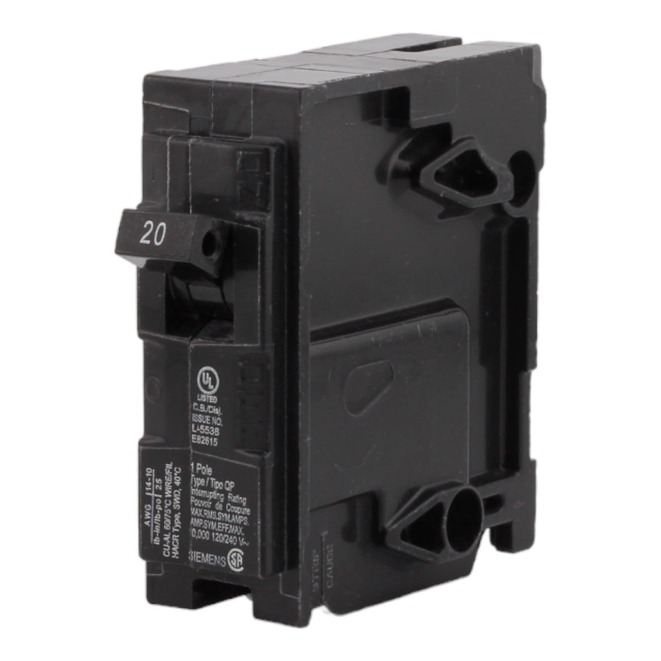 Siemens Q120 20 Amps 120 Volts Single Pole Thermal Magnetic Circuit Breaker, Plug-In Mount, Compatible with Siemens QP Panels - Image 2