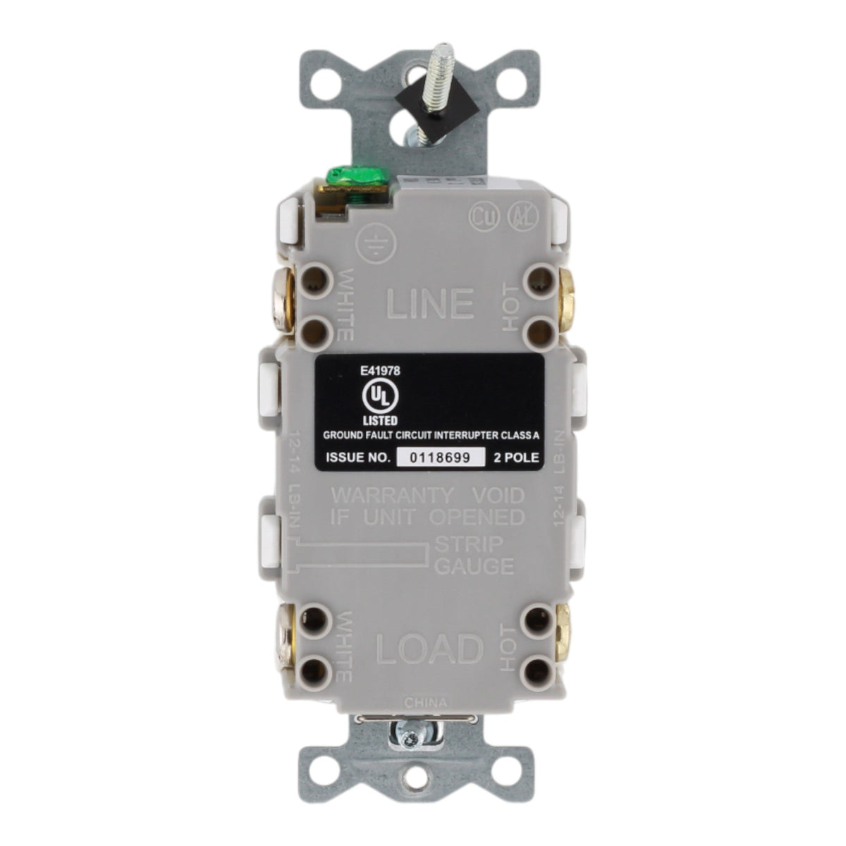 Hubbell GFTRST15W 15A 2P 125V Self-Test TR GFCI Receptacle - Image 4