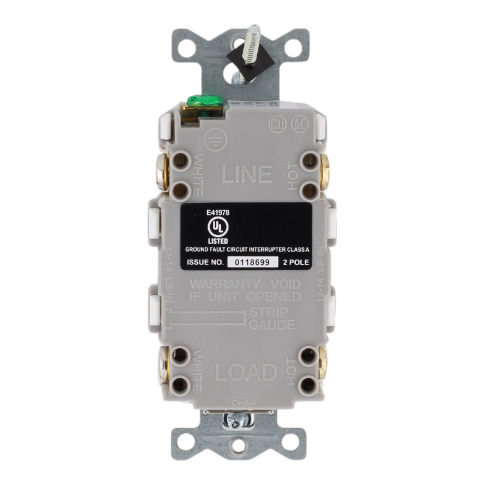 Hubbell GFTRST15W 15A 2P 125V Self-Test TR GFCI Receptacle - Image 4