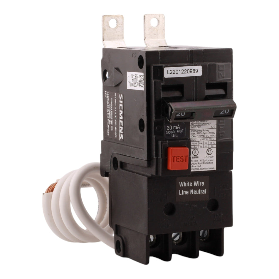 Siemens BE220 20A 2P 120/240V GFCI Circuit Breaker