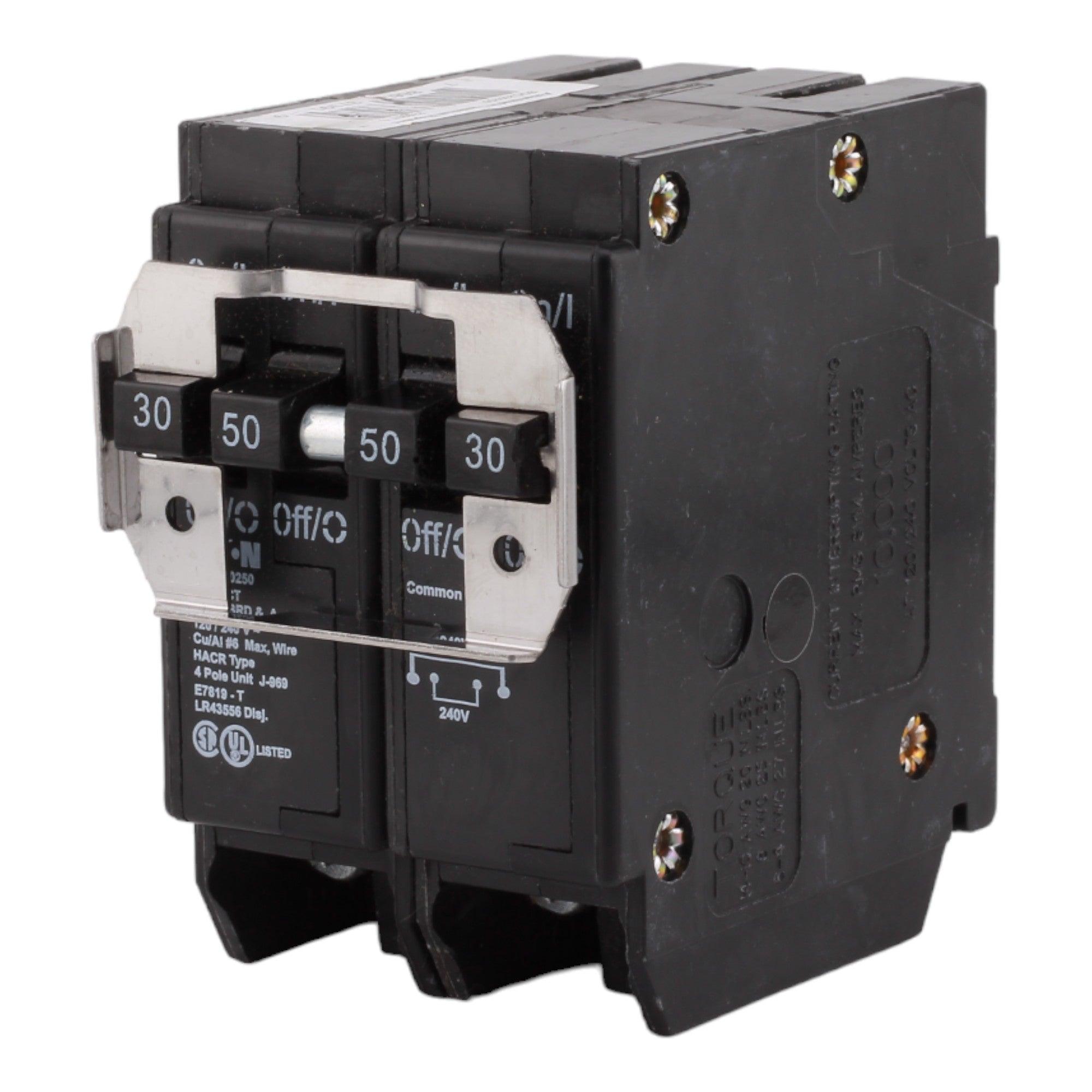 Eaton BQC230250 30/50 Amp Quad Circuit Breaker - Standard Trip, 120/240V, Plug-On, UL Listed - Image 3