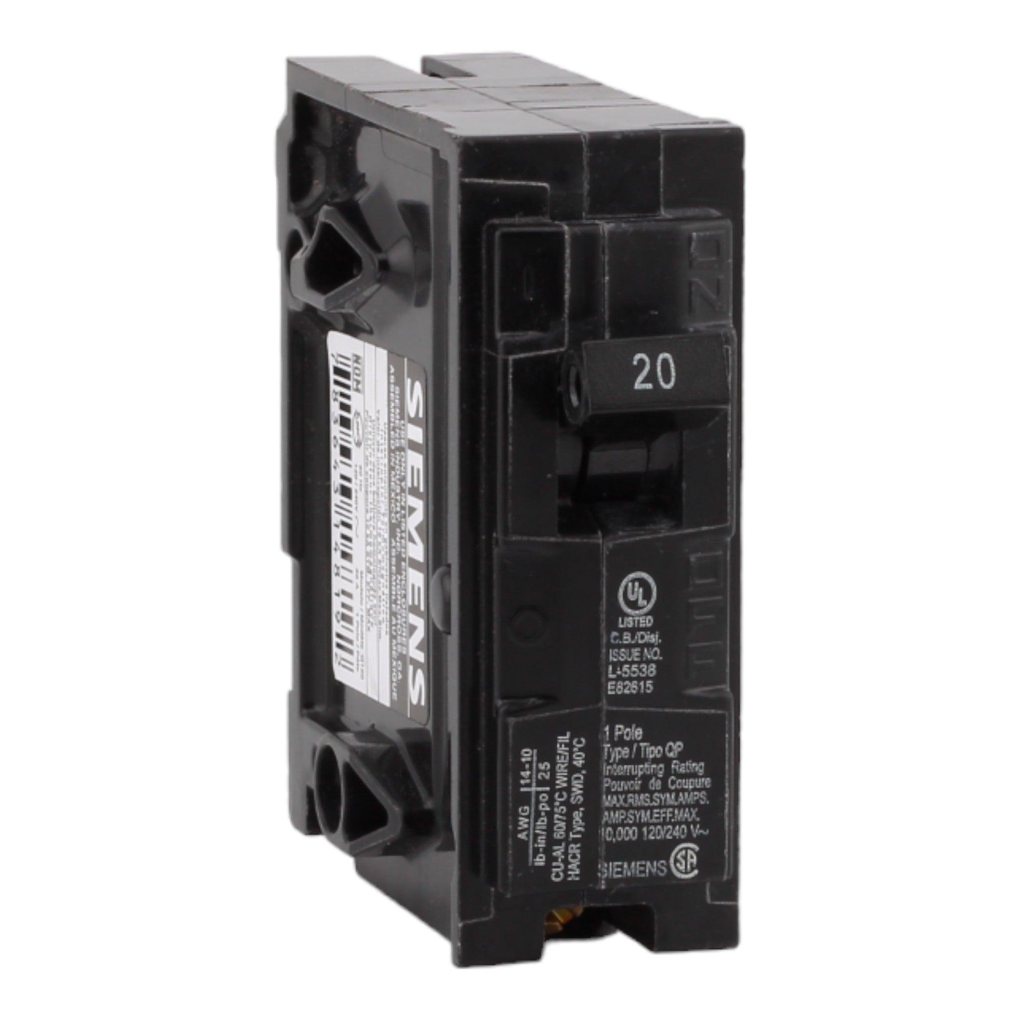 Siemens Q120 20 Amps 120 Volts Single Pole Thermal Magnetic Circuit Breaker, Plug-In Mount, Compatible with Siemens QP Panels - Image 3