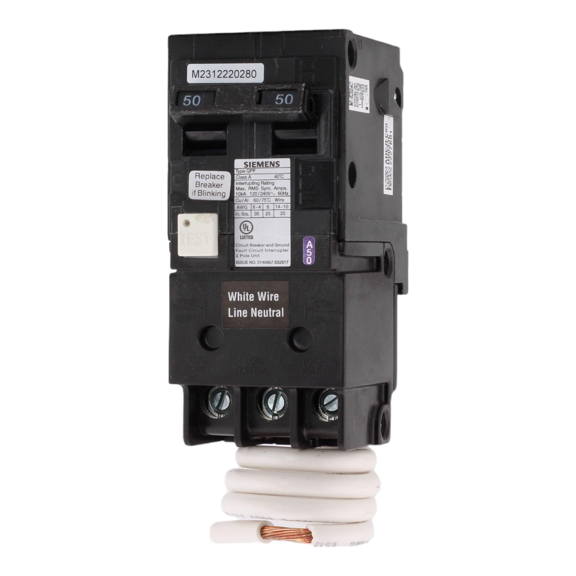 Siemens QF250A 50 Amp Double Pole 240V Pigtail-Neutral GFCI Ground Fault Circuit Breaker UL - Image 3
