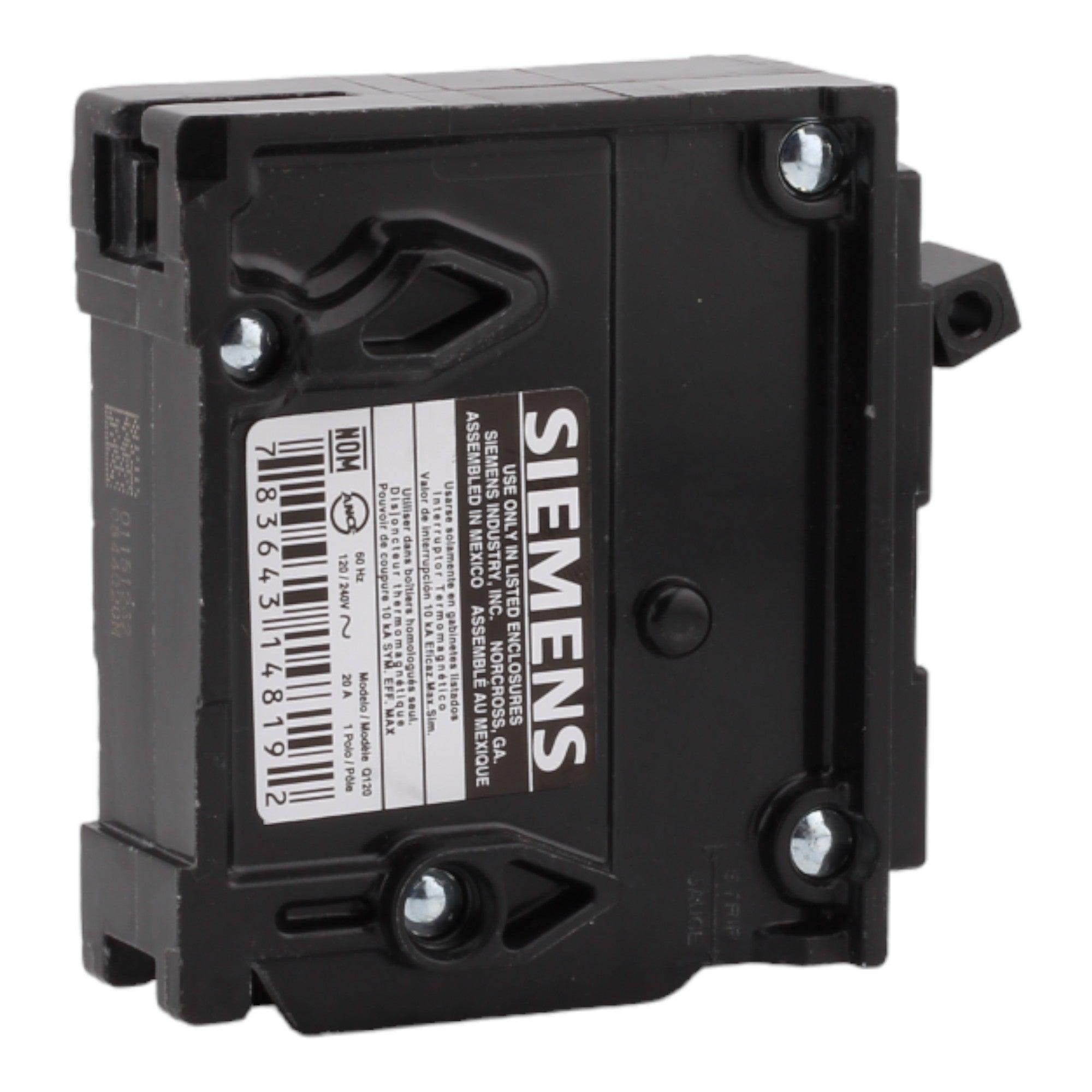 Siemens Q120 20 Amps 120 Volts Single Pole Thermal Magnetic Circuit Breaker, Plug-In Mount, Compatible with Siemens QP Panels - Image 5