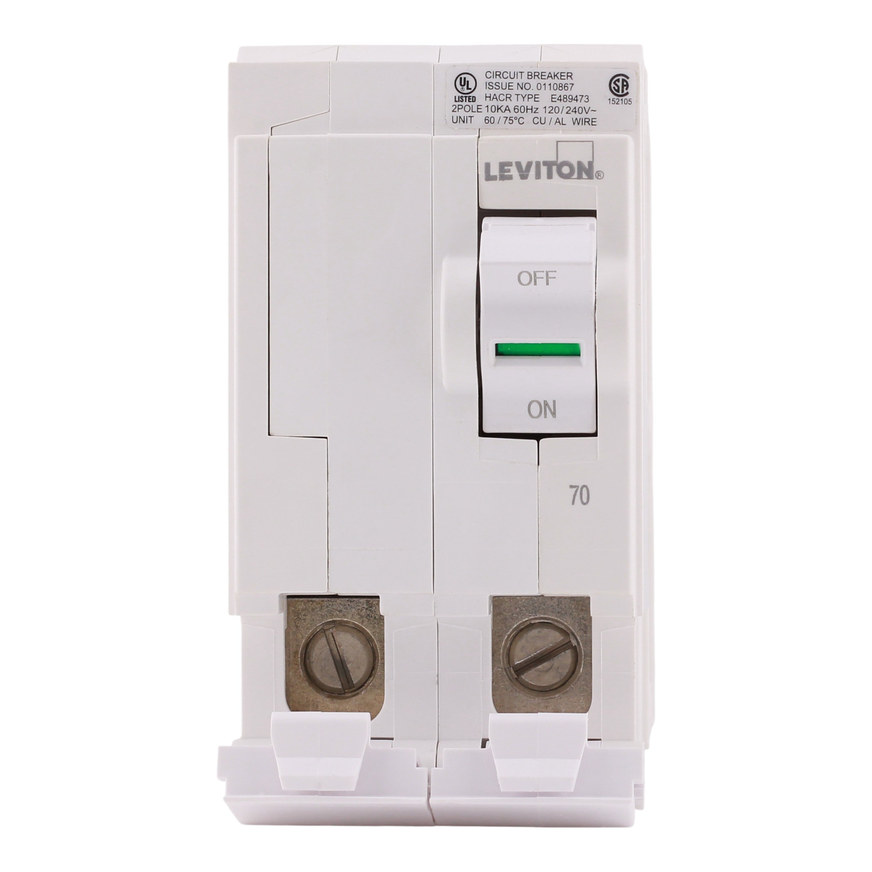 Leviton LB270 70A 2P 120/240V Hydraulic Magnetic Standard Circuit Breaker - Image 10