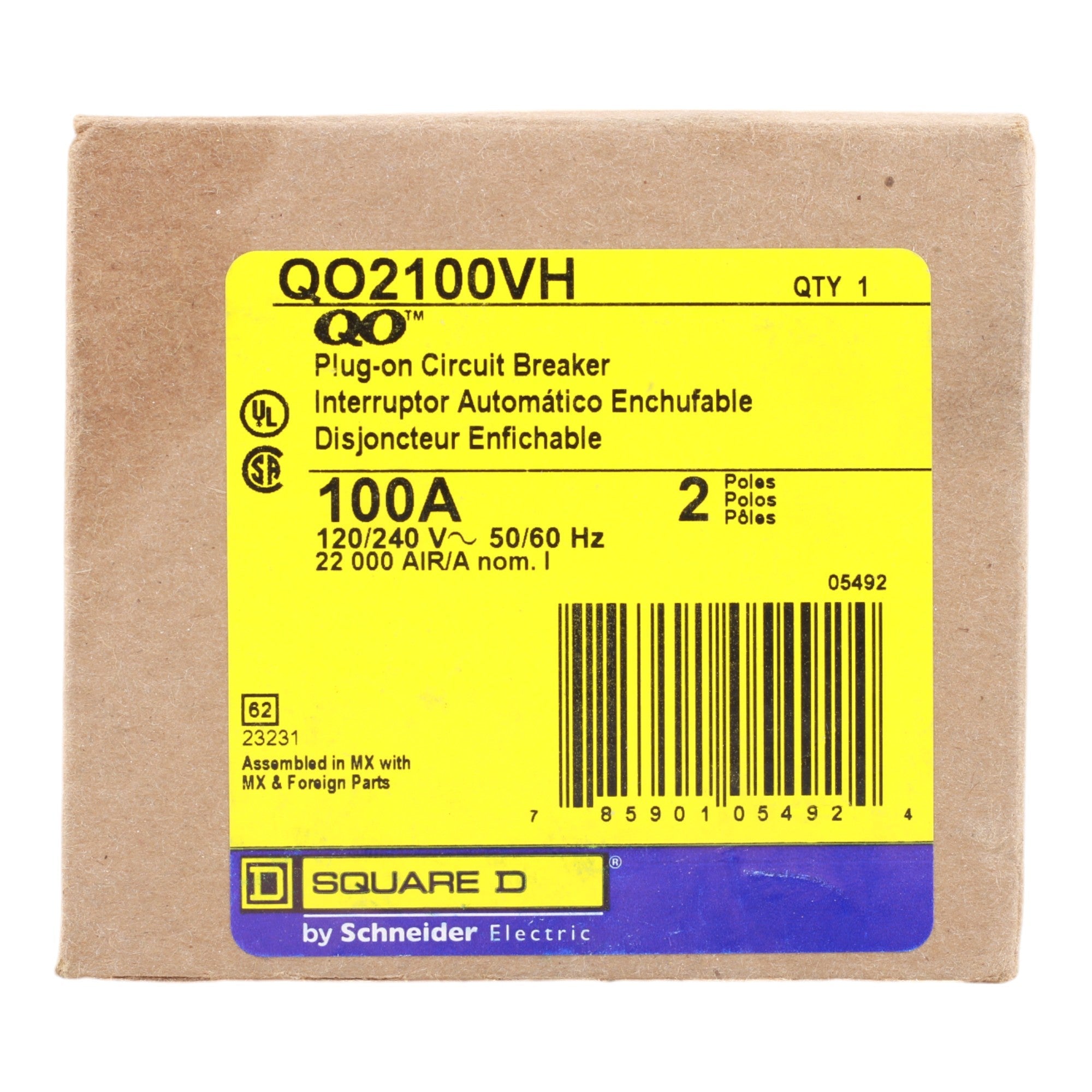Square D QO2100VH 100 Amp Double Pole 240V Plug-In Standard Circuit Breaker UL - Image 8