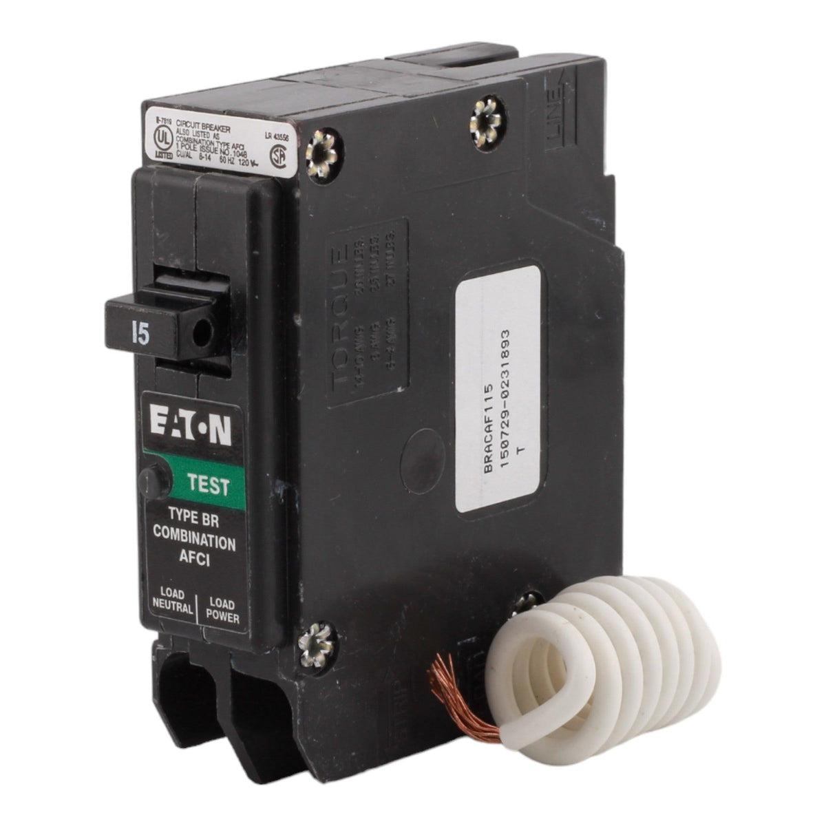 Eaton BRACAF115 15 Amp Single Pole 120V Pigtail-Neutral AFCI Arc Fault Circuit Breaker UL - Image 2