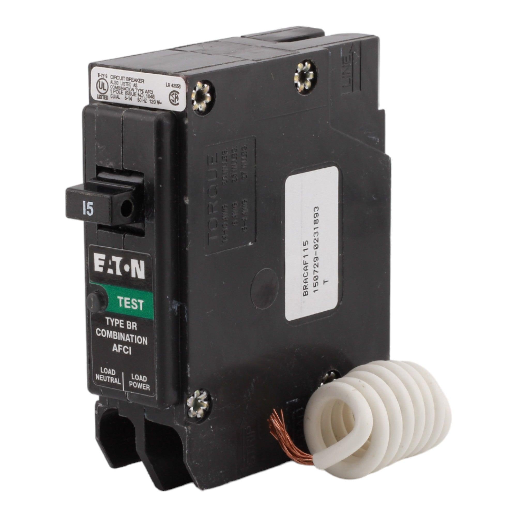 Eaton BRACAF115 15 Amp Single Pole 120V Pigtail-Neutral AFCI Arc Fault Circuit Breaker UL - Image 2