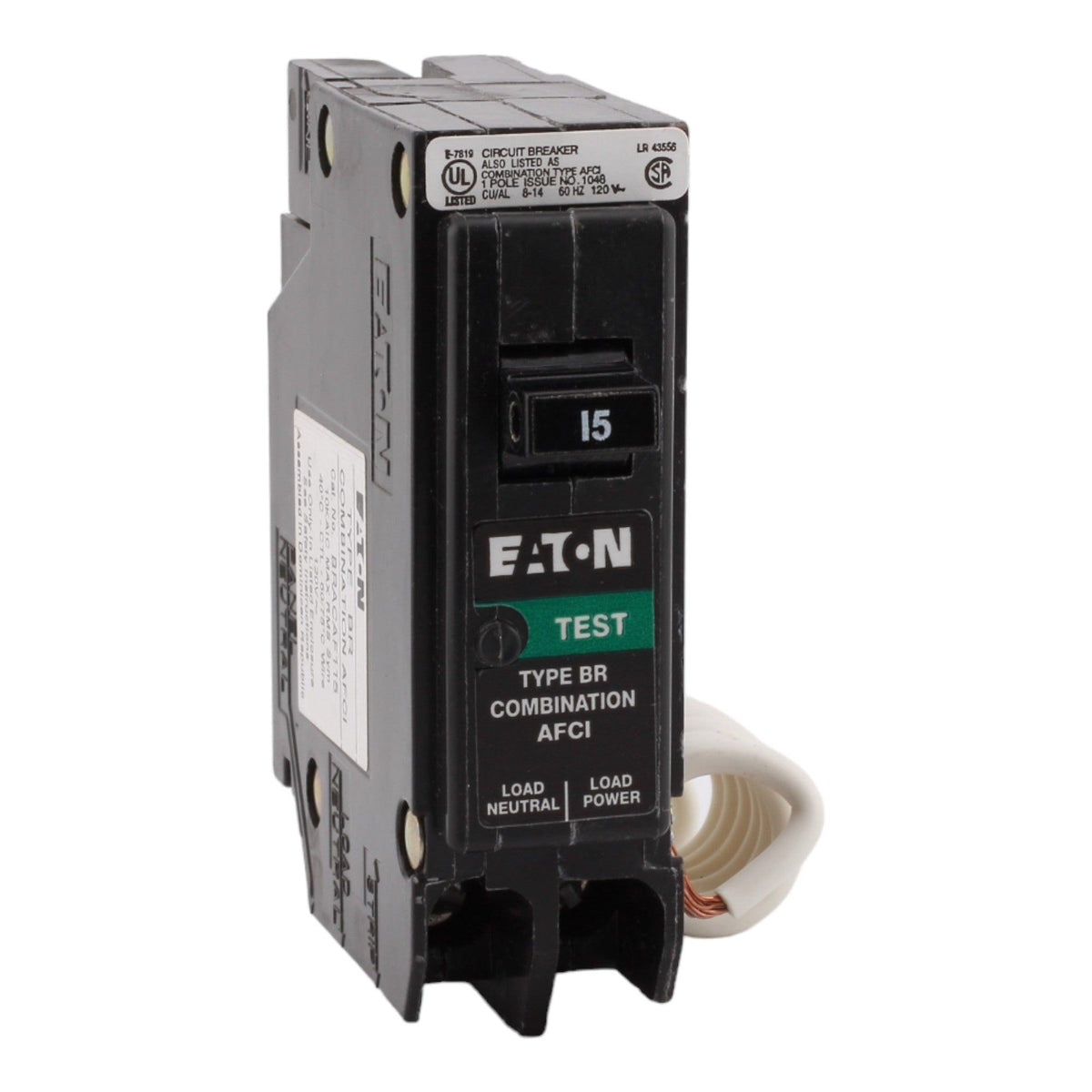 Eaton BRACAF115 15 Amp Single Pole 120V Pigtail-Neutral AFCI Arc Fault Circuit Breaker UL - Image 3