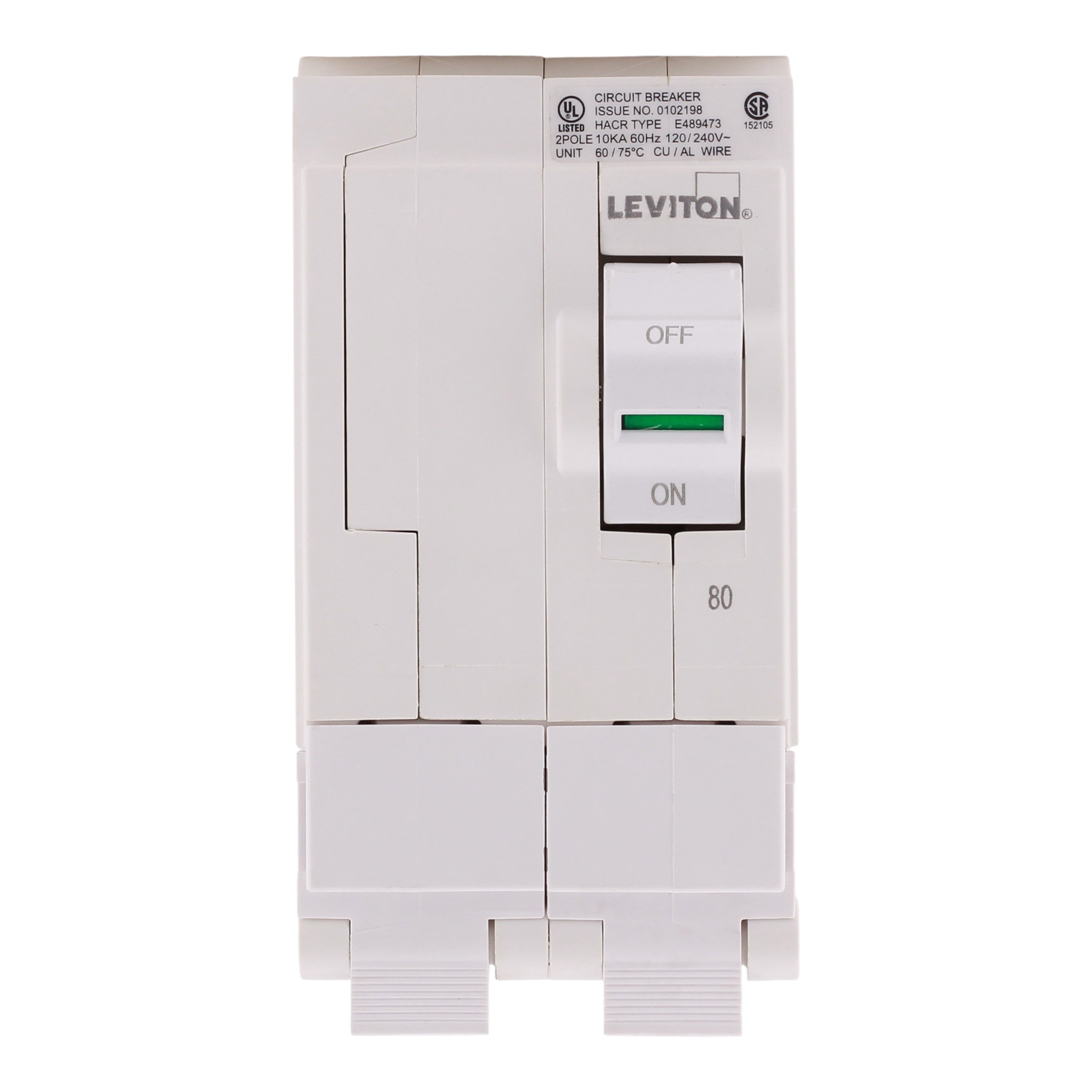 Leviton LB280 80A 2P 120/240V Standard Hydraulic Magnetic Circuit Breaker - Image 4