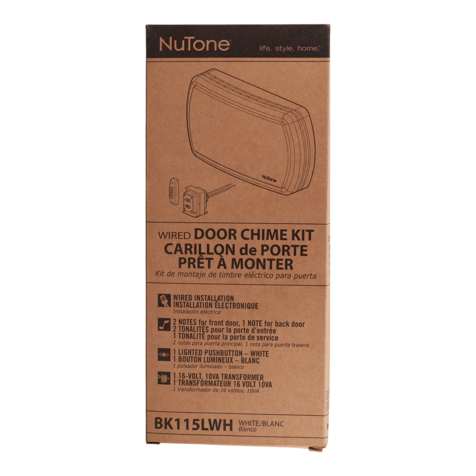 Broan-Nutone BK115LWH Builder Kit Wired Doorbell White - Image 2