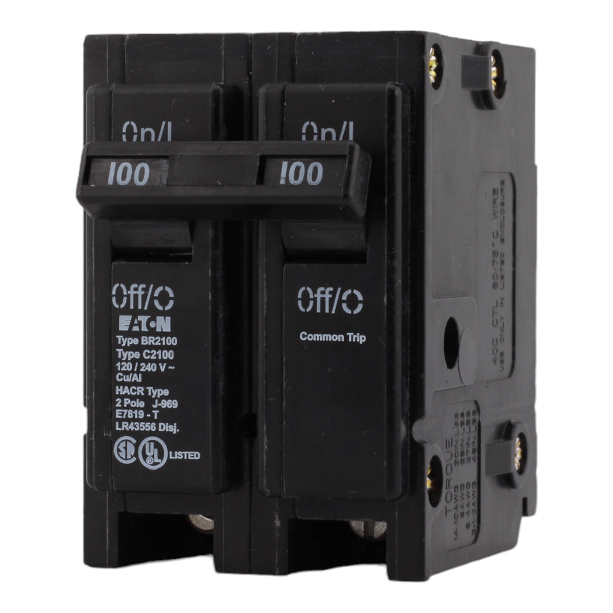 Eaton BR2100CS 100 Amps 120/240 Volts Two-Pole Thermal Magnetic Circuit Breaker for Type BR Loadcenters - Image 3