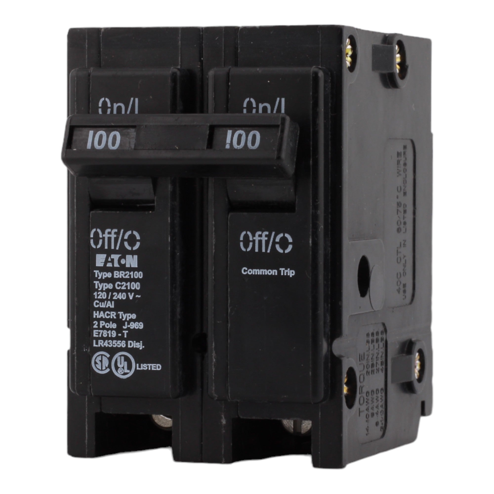 Eaton BR2100CS 100 Amps 120/240 Volts Two-Pole Thermal Magnetic Circuit Breaker for Type BR Loadcenters - Image 3