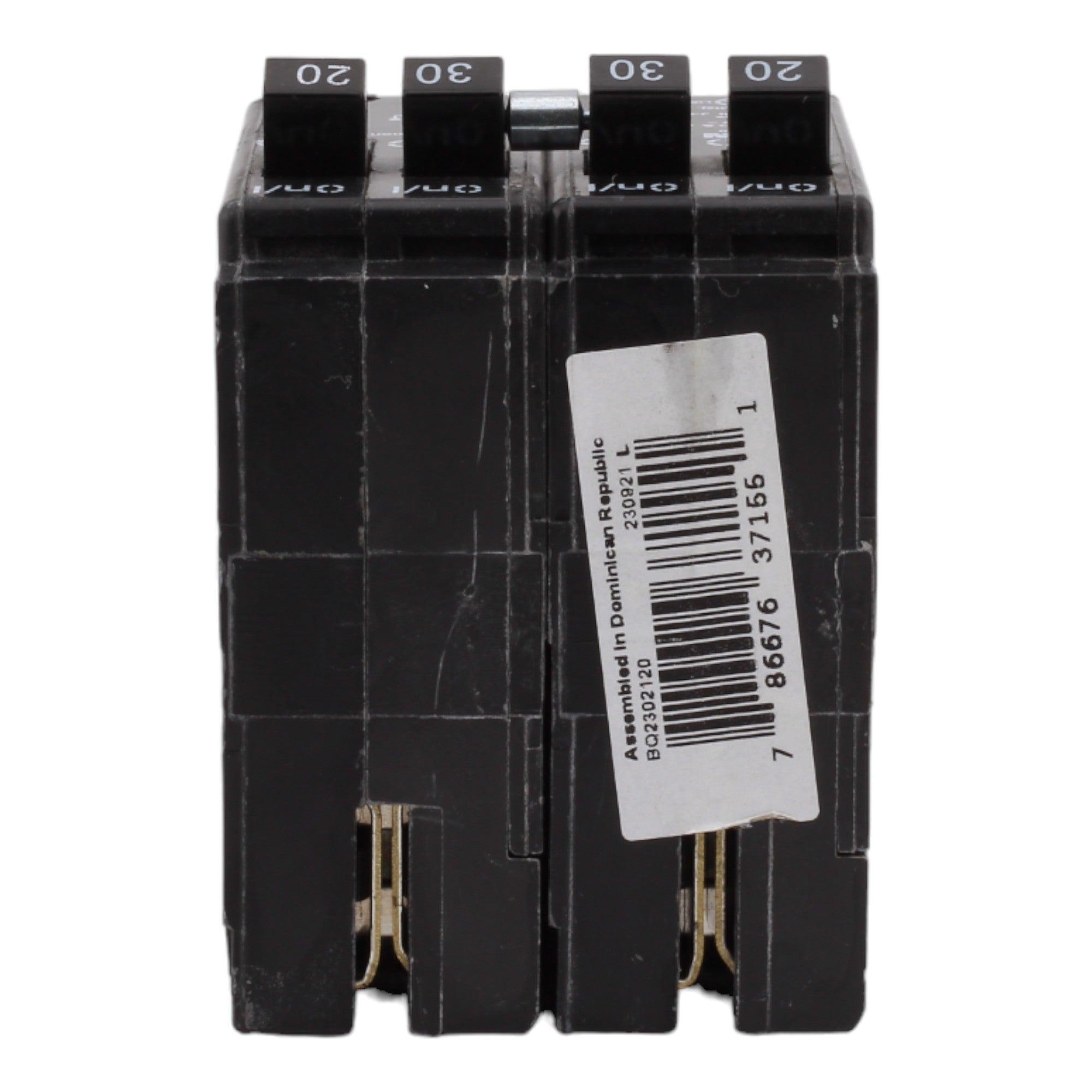 Eaton BQ2302120, (2) 20A & (1) 30A, 120/240V, 4-Pole, 10kAIC, Thermal Magnetic Circuit Breaker, Rejection Tab, for Type BR Load Centers - Image 7