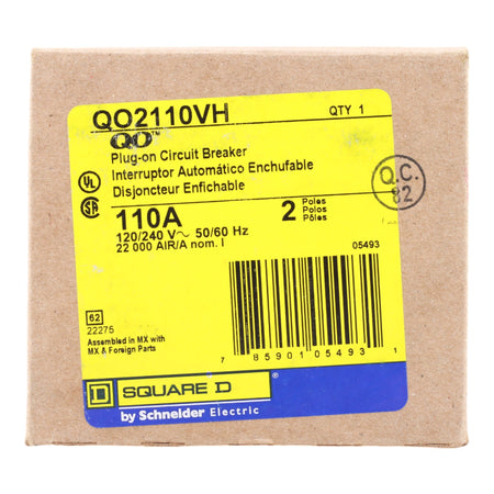 Square D QO2110VH 110 Amp Double Pole 240V Standard Trip Plug-In Circuit Breaker UL - Image 8