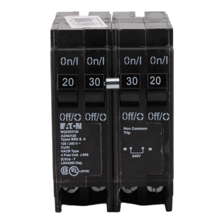 Eaton BQ2302120, (2) 20A & (1) 30A, 120/240V, 4-Pole, 10kAIC, Thermal Magnetic Circuit Breaker, Rejection Tab, for Type BR Load Centers - Image 8