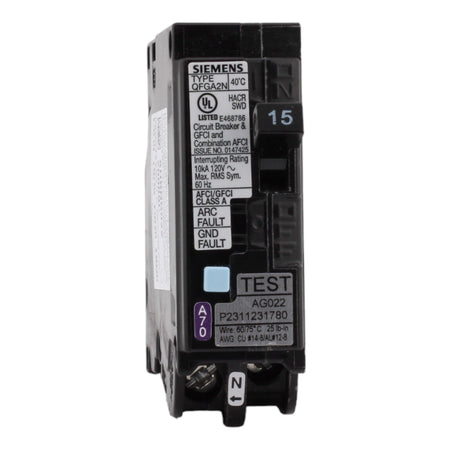 Siemens QFGA2N, Q115DFNCSA, 15A, 1P, 120V, Dual Function AFCI/GFCI, Plug-On Neutral, Circuit Breaker - Image 3