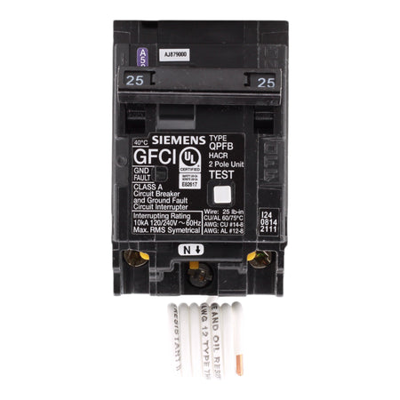 Siemens Q225GF 25 Amp Double Pole 240V Pigtail-Neutral GFCI Ground Fault Circuit Breaker UL - Image 2