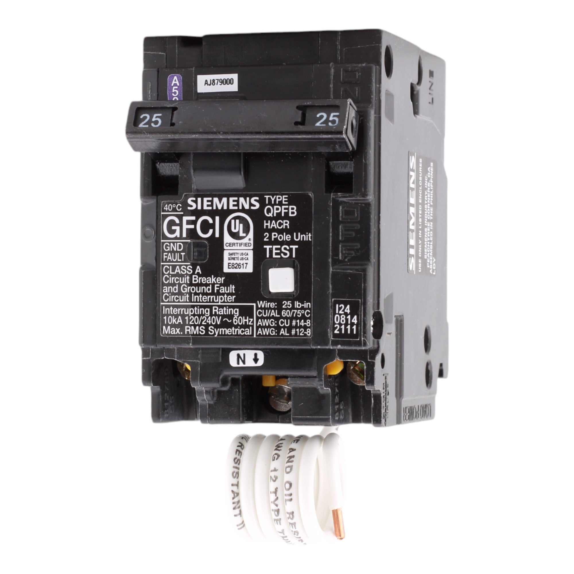Siemens Q225GF 25 Amp Double Pole 240V Pigtail-Neutral GFCI Ground Fault Circuit Breaker UL - Image 3