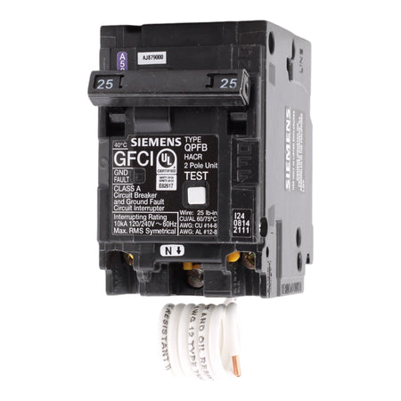 Siemens Q225GF 25 Amp Double Pole 240V Pigtail-Neutral GFCI Ground Fault Circuit Breaker UL - Image 3