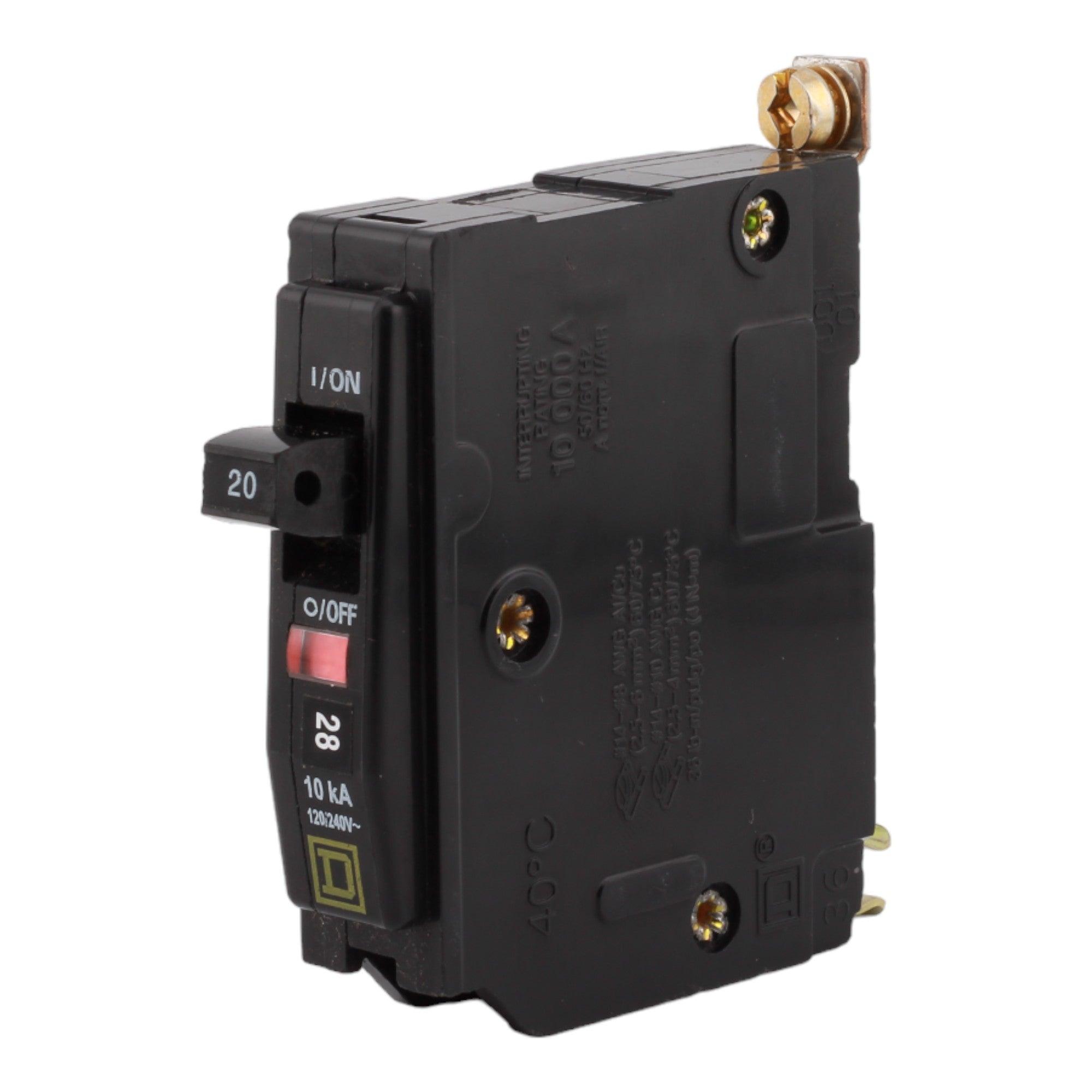 Square D QOB120 20 Amp Single Pole Circuit Breaker - 120 Volt, Bolt-On, UL Listed - Image 2