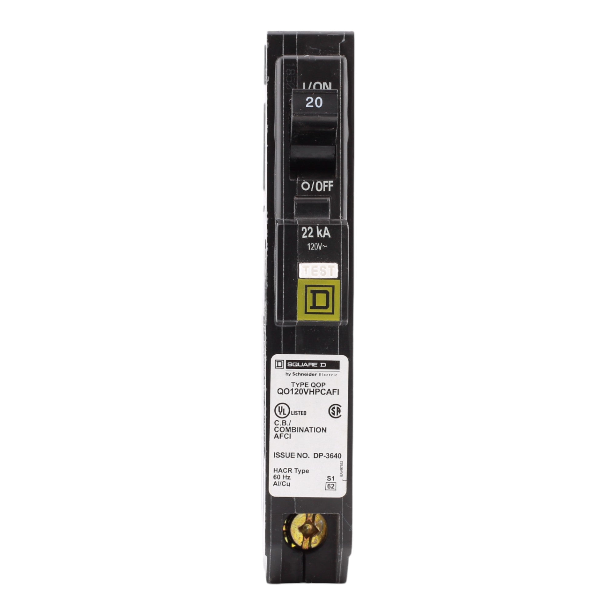 Square D QO120VHPCAFI 20 Amp Single Pole 120V Plug-On Neutral AFCI Arc Fault Circuit Breaker UL - Image 2