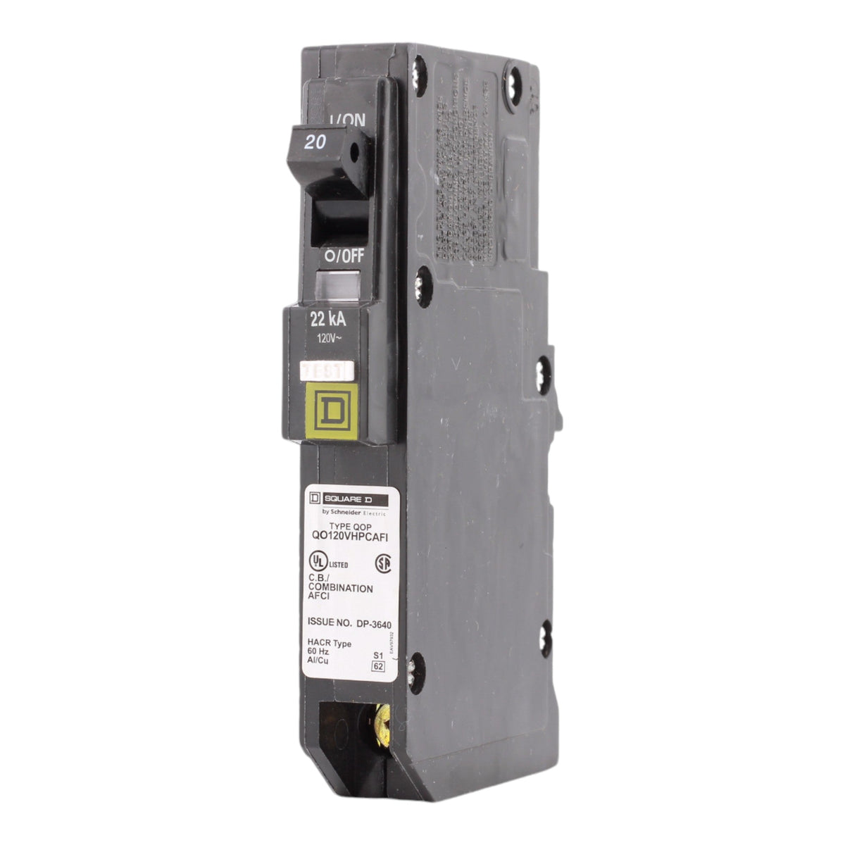 Square D QO120VHPCAFI 20 Amp Single Pole 120V Plug-On Neutral AFCI Arc Fault Circuit Breaker UL - Image 3
