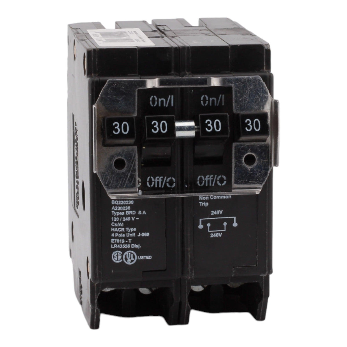 Eaton BR, BQC230230, (2) 30A, 4P, 120/240V, Quadplex, Plug-On, Circuit Breaker - Image 3