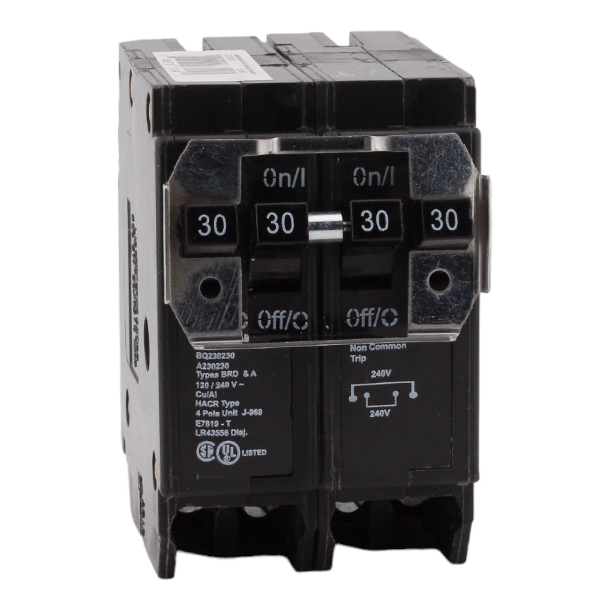 Eaton BR, BQC230230, (2) 30A, 4P, 120/240V, Quadplex, Plug-On, Circuit Breaker - Image 3