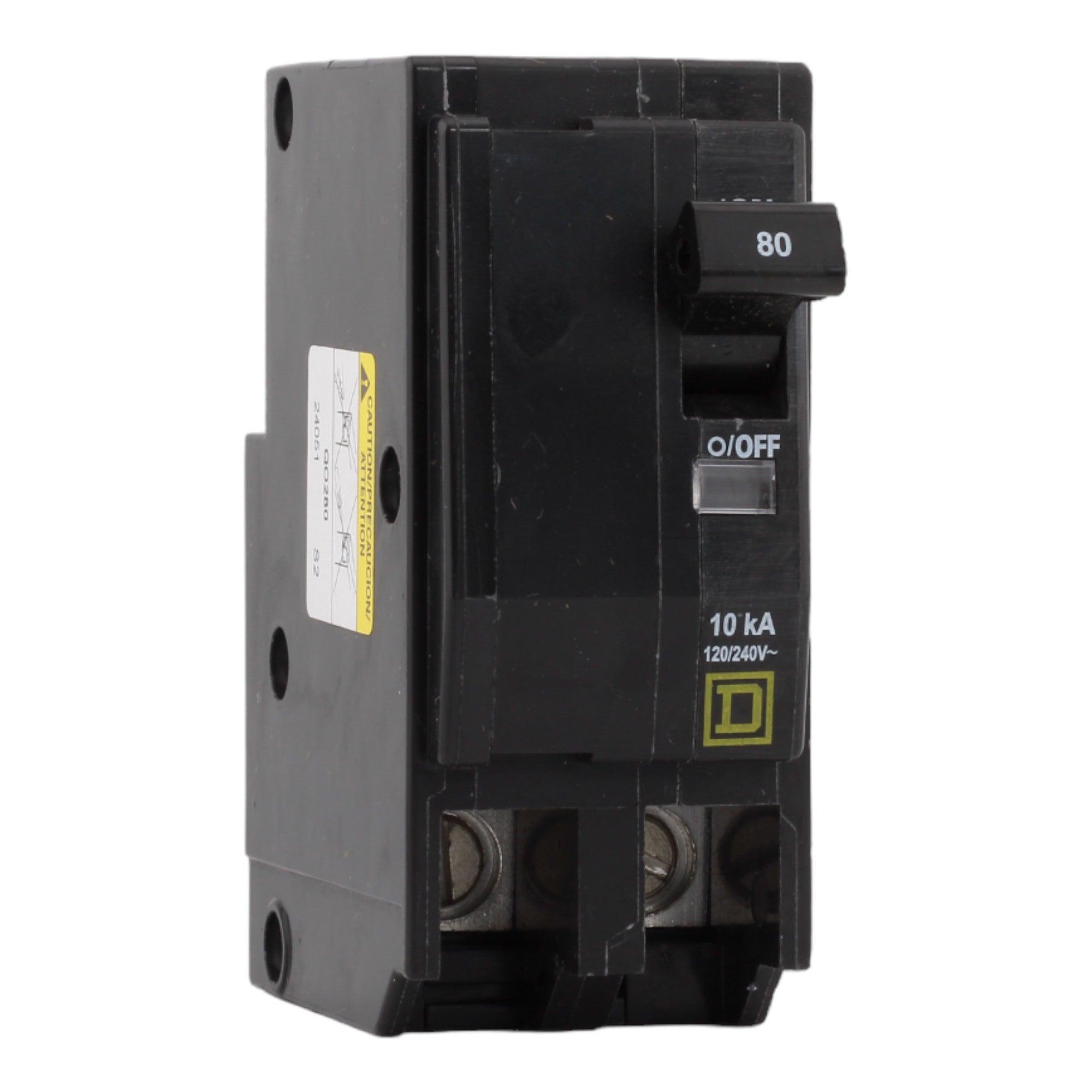 Square D QO280 80 Amp Double Pole 240V Plug-In Standard Trip Circuit Breaker UL