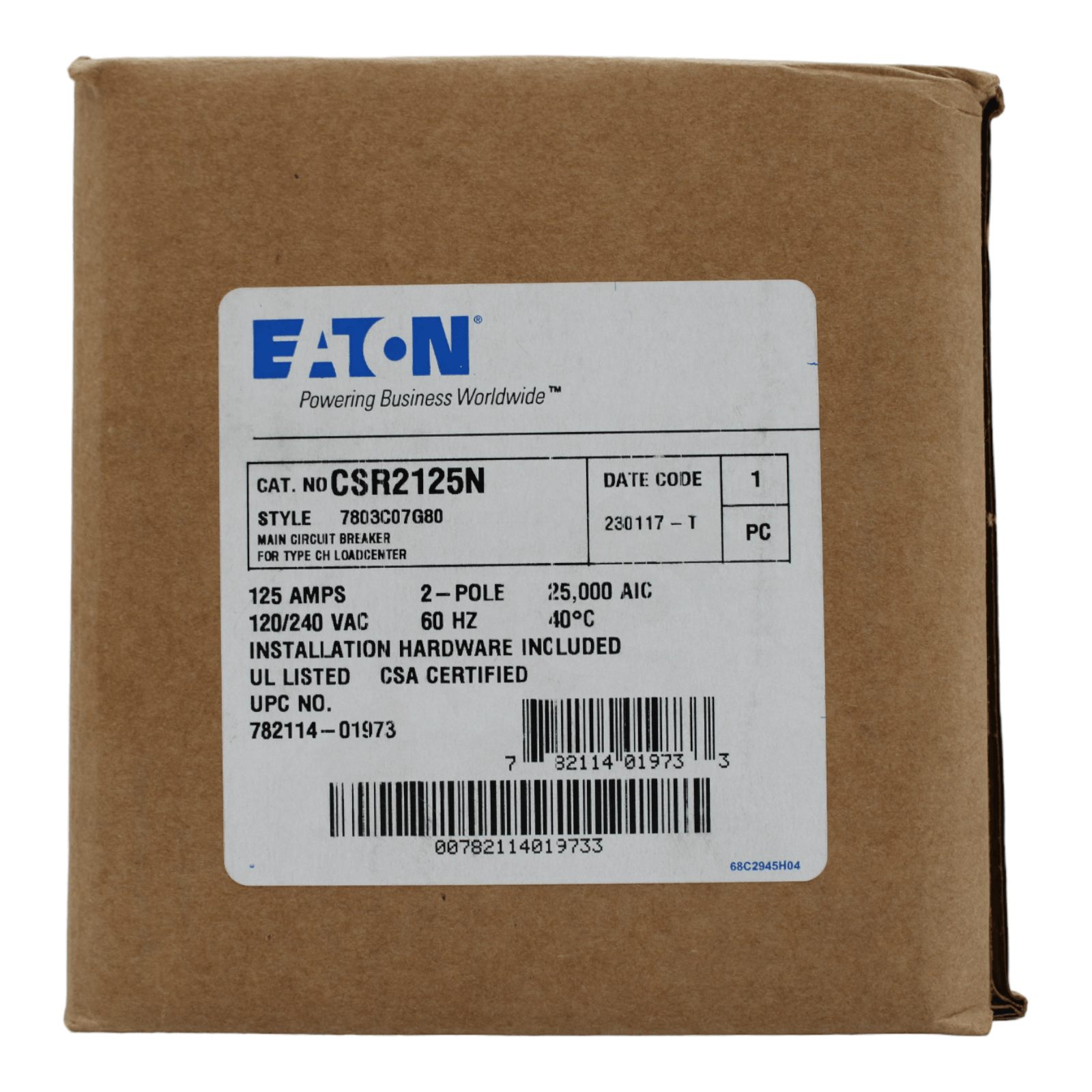 Eaton CH CSR2125N 125A 2P 120/240V Thermal-Magnetic Circuit Breaker - Image 7