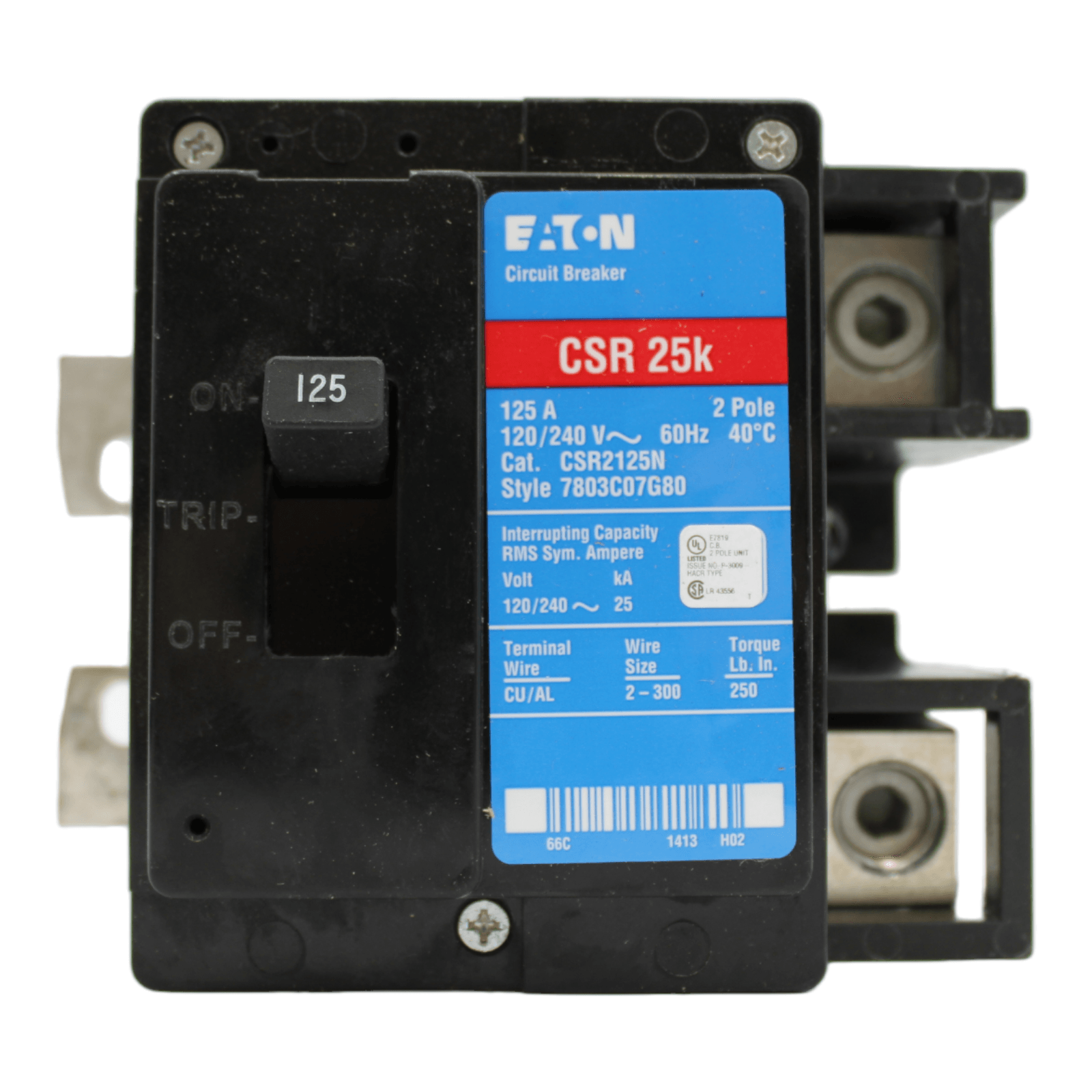 Eaton CH CSR2125N 125A 2P 120/240V Thermal-Magnetic Circuit Breaker - Image 2