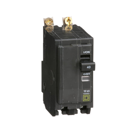 Square D QOB240, 40A, 120/240V, 2-Pole Miniature Circuit Breaker, Bolt-On, 10 kAIC, for QO Load Centers