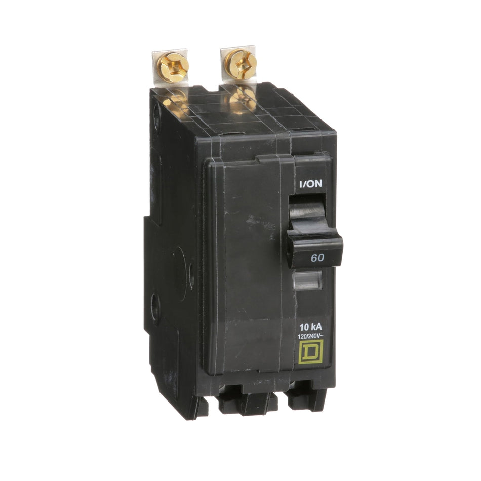 Square D QOB260, 60A, 120/240V, 2-Pole Miniature Circuit Breaker, Bolt-On, 10 kAIC, for QO Load Centers