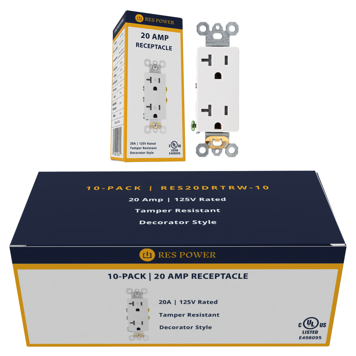 RES POWER 20A 125V Tamper-Resistant Decorator Duplex Receptacle cULus Listed White - Image 7