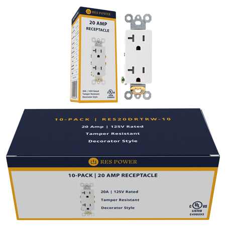 RES POWER 20A 125V Tamper-Resistant Decorator Duplex Receptacle cULus Listed White - Image 7