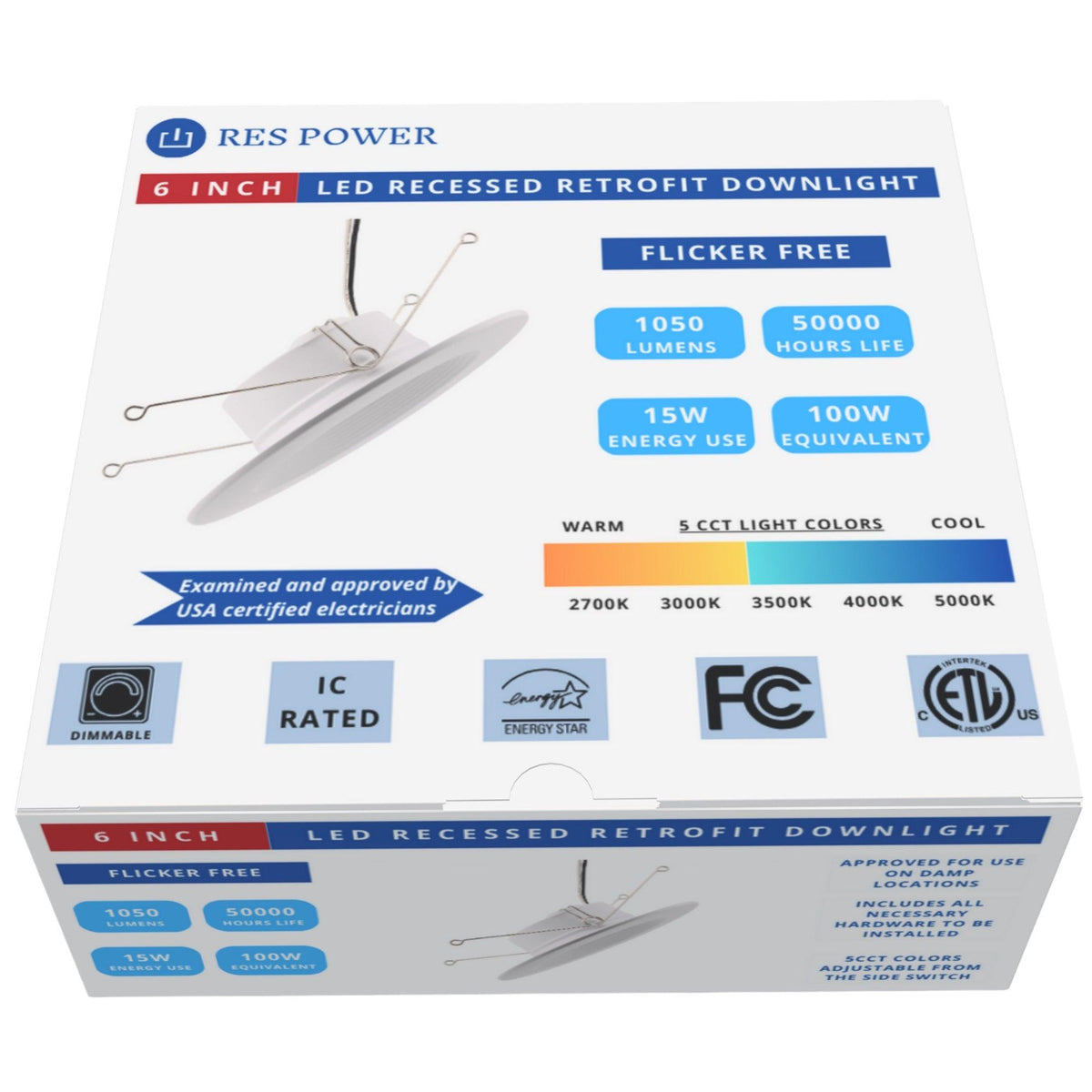 RES POWER RESRL6I5CCT LED Recessed Retrofit Light 1050 Lumens 5 CCT - Image 5